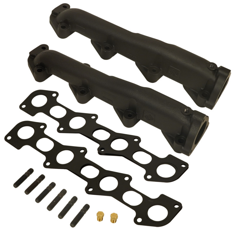 Ford F-550 Super Duty Exhaust Manifold Set - BD Diesel - Hi-Silicon Ductile Cast Iron - Black - `08-`10